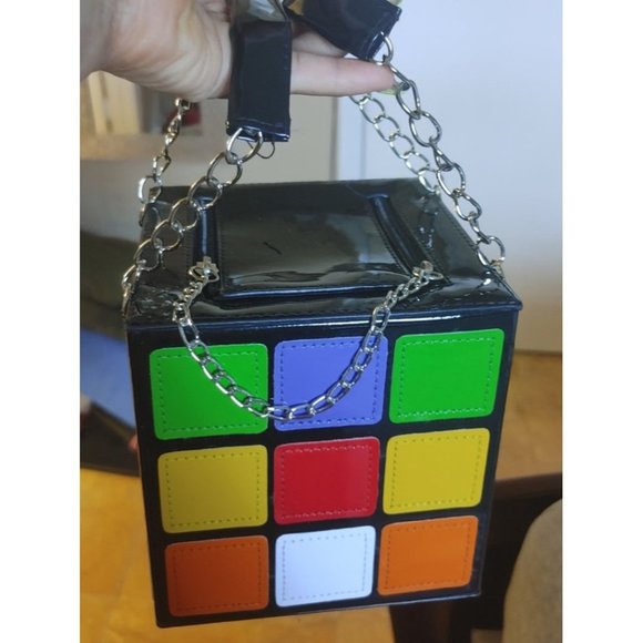 NOVELTY RUBIX CUBE HANDBAG STATEMENT PIECE BAG - Picture 3 of 3